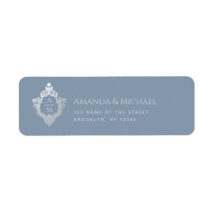 Crest Dusty Blue Wedding Monogram Elegant Vintage