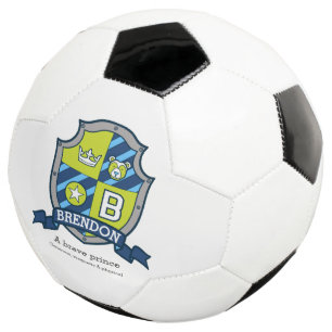Crest letter B green blue bear crown star Brendon Soccer Ball