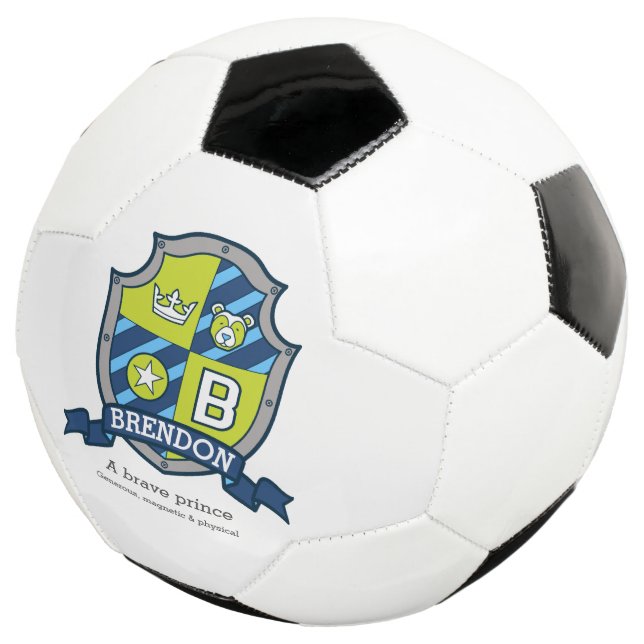 Crest letter B green blue bear crown star Brendon Soccer Ball (Three Quarter)