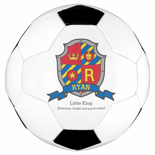 Crest letter R red blue yellow crown lion Ryan Soccer Ball (Front)