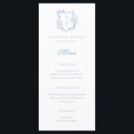 Crest Monogram Dusty Blue Wedding Menu<br><div class="desc">Floral crest dusty blue monogram wedding menu.</div>