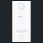 Crest Monogram Dusty Blue Wedding Menu<br><div class="desc">Floral crest dusty blue monogram wedding menu.</div>
