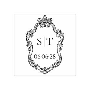 Crest Monogram French Vintage Wedding Rubber Stamp