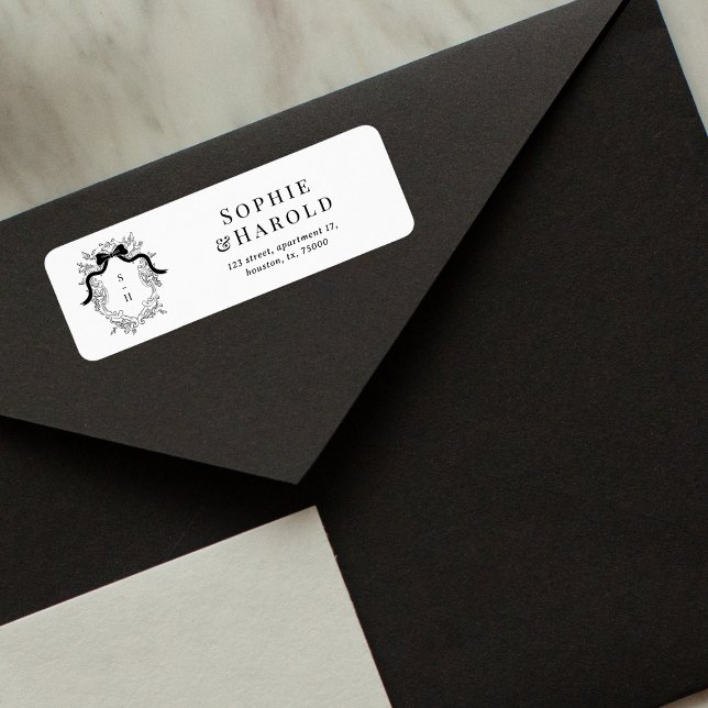 Crest Monogram French Wedding Return Address (Creator Uploaded)
