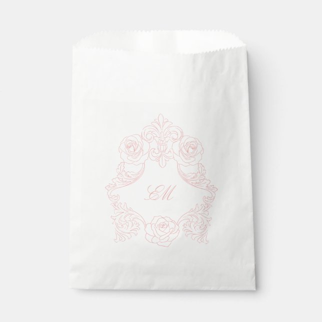 Crest Monogram Marie Antoinette Victorian Pink Favour Bag (Front)