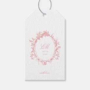 Crest Monogram Pink Chinoiserie Wedding Logo Gift Tags