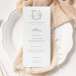 Crest Monogram Sage Green Wedding Menu<br><div class="desc">Floral crest sage green monogram wedding menu.</div>