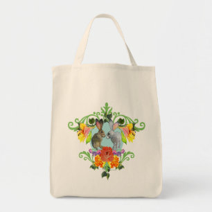 Crest of Rabbits & Flowers Tote Bag
