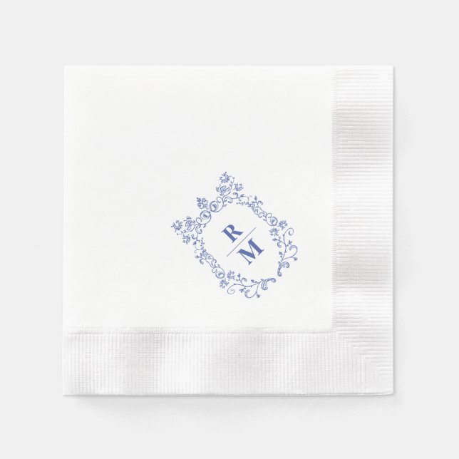 Crest personalized wedding Monogram Paper Napkin (Front)