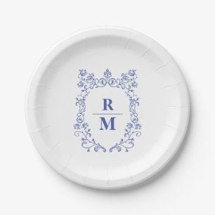 Crest personalized wedding Monogram Paper Plate