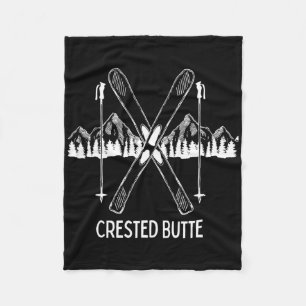 Crested Butte Co Rocky Mountains Colorado Ski Snow Fleece Blanket