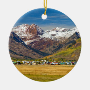 Crested Butte Colorado Autumn View Ceramic Ornament