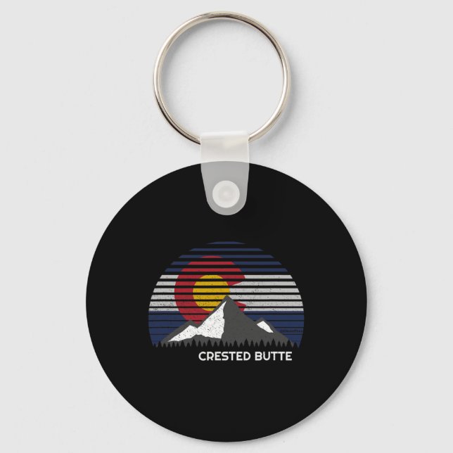 Crested Butte Colorado Flag  Keychain (Front)