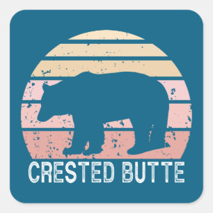 Crested Butte Colorado Retro Bear Square Sticker