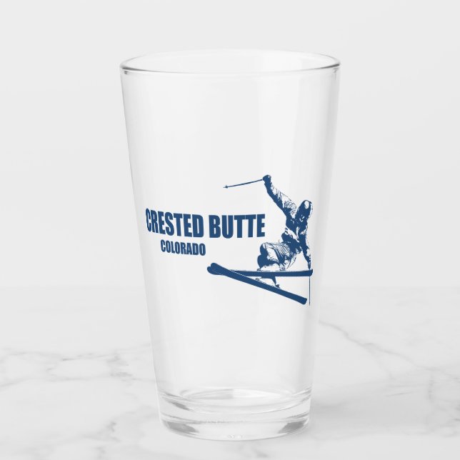 Crested Butte Colorado Skier Glass (Front)