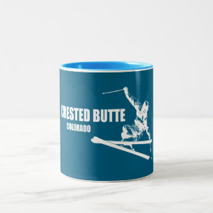 Crested Butte Colorado Skier Two-Tone Coffee Mug