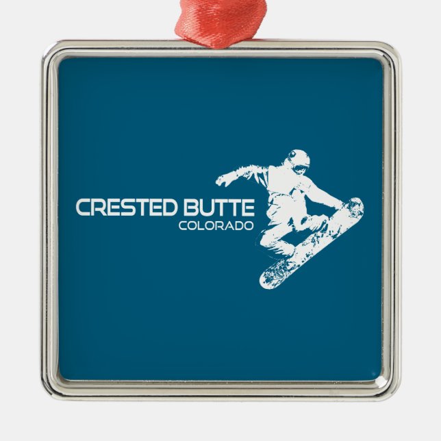 Crested Butte Colorado Snowboarder Metal Ornament (Front)