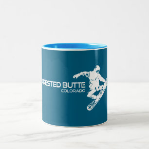 Crested Butte Colorado Snowboarder Two-Tone Coffee Mug