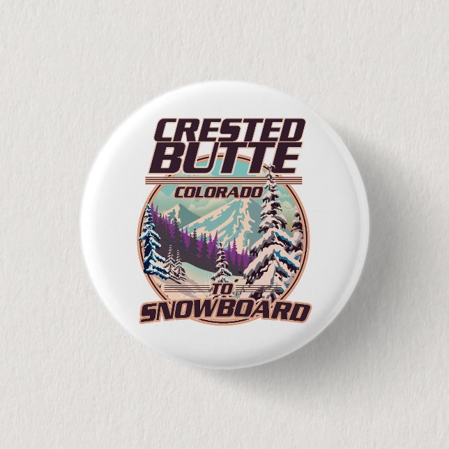 Crested Butte Colorado Snowboarding logo 1 Inch Round Button (Front)