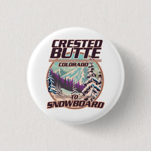 Crested Butte Colorado Snowboarding logo 1 Inch Round Button