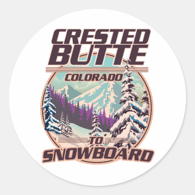 Crested Butte Colorado Snowboarding logo Classic Round Sticker (Front)