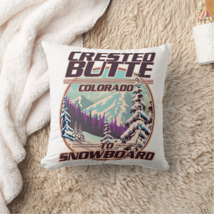 Crested Butte Colorado Snowboarding logo Throw Pillow