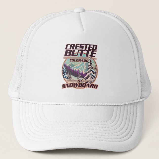 Crested Butte Colorado Snowboarding logo Trucker Hat (Front)