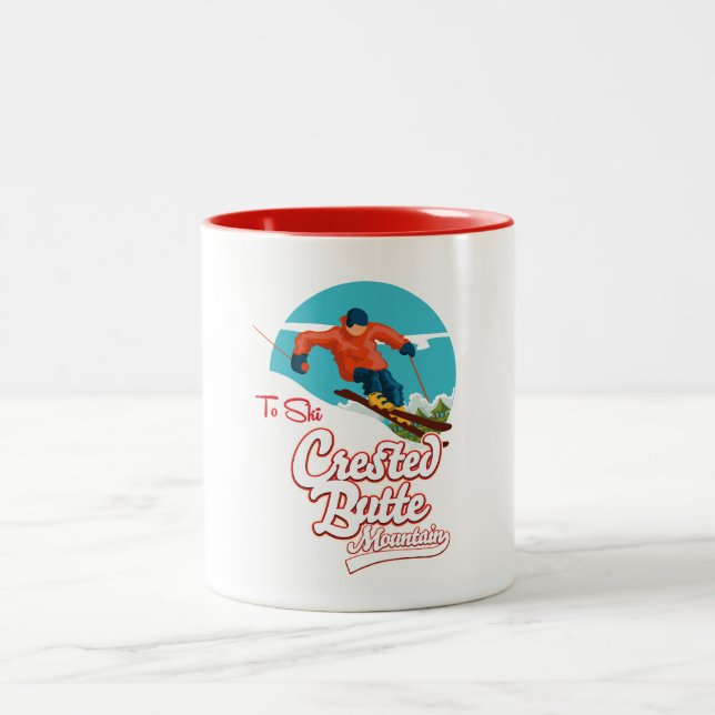 Crested Butte to ski Two-Tone Coffee Mug (Center)