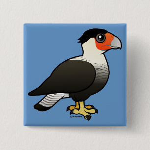 Crested Caracara 2 Inch Square Button