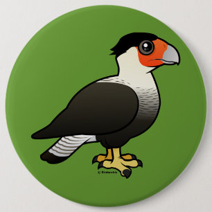 Crested Caracara 6 Inch Round Button