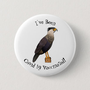 Crested caracara bird cartoon illustration 2 inch round button
