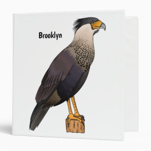 Crested caracara bird cartoon illustration  binder