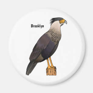 Crested caracara bird cartoon illustration  magnet