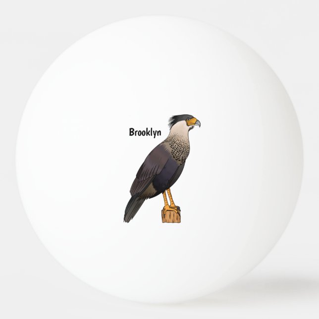 Crested caracara bird cartoon illustration   ping pong ball (Front)