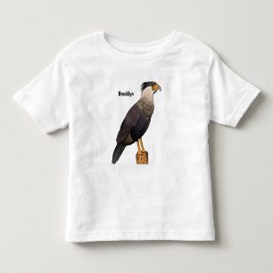 Crested caracara bird cartoon illustration toddler t-shirt
