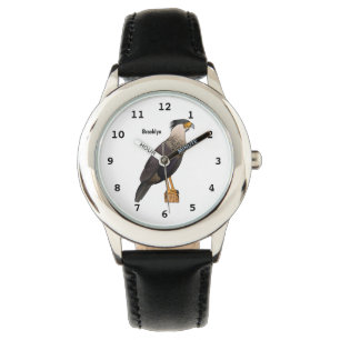 Crested caracara bird cartoon illustration  watch