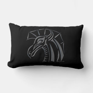 Crested Dragon (silver) Lumbar Pillow