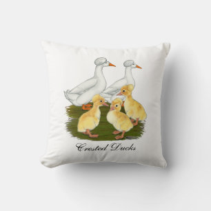 Crested Duck Family Throw Pillow