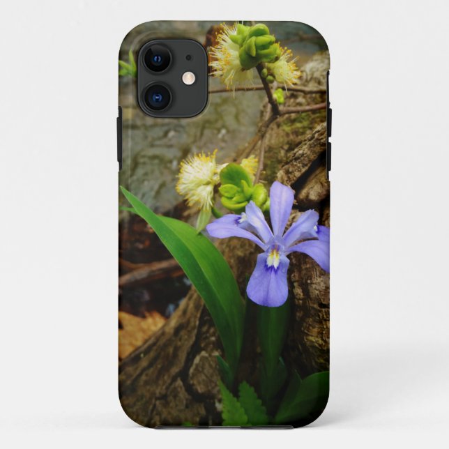 Crested Dwarf Iris blue purple white flower Case-Mate iPhone Case (Back)