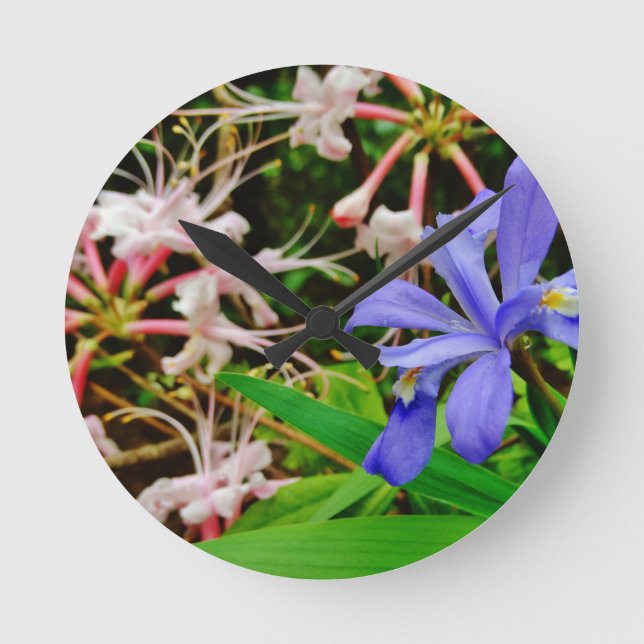 Crested Dwarf Iris Round Clock (Front)