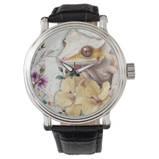 Crested gecko and floral watch