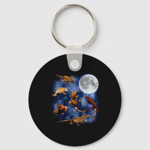 Crested Gecko Moon Retro Reptile Mom Dad Breeder L Keychain