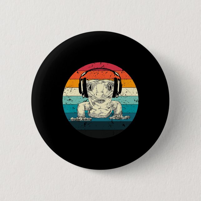 Crested Gecko Playing Video Game Funny Gamers  2 Inch Round Button (Front)