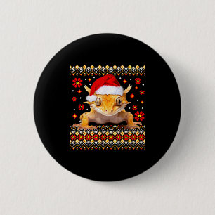 Crested Gecko Ugly Christmas Sweater 2 Inch Round Button