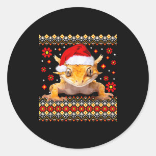 Crested Gecko Ugly Christmas Sweater Classic Round Sticker