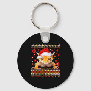 Crested Gecko Ugly Christmas Sweater Keychain