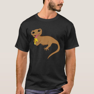 Crested Geckos Cute Reptile Eating Pizza Lizard T-Shirt
