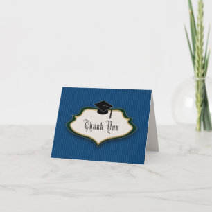 Crested Graduation Thank You: Navy Blue You Card
