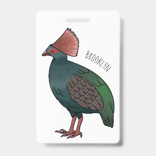 Crested partridge bird cartoon illustration badge