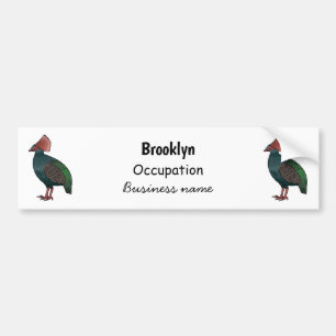 Crested partridge bird cartoon illustration bumper sticker
